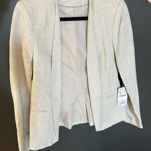 Zara Light Beige Linen Blazer